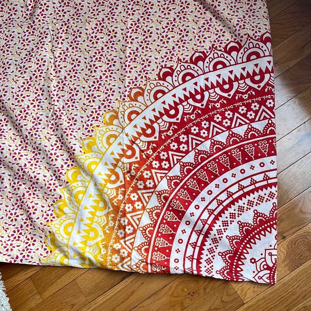 Mandala Tapestry Queen size Red, Orange, Yellow Ombré
